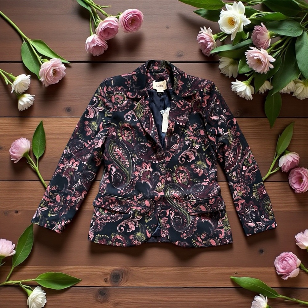 Figue Robin Blazer Painterly Paisley Berry Blue Brand New With Tag NWT MSRP $698